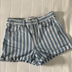 American Eagle Blue and White Stripped Mom Short